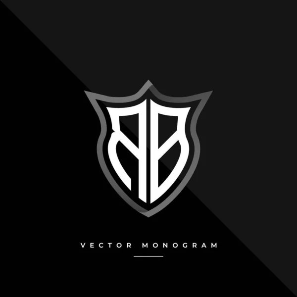 Projekt Logo Litery Srebrna Tarcza Monogram Minimalny Wyizolowany Ciemnym Tle — Wektor stockowy