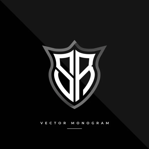 Letras Diseño Del Logotipo Escudo Plateado Monograma Monograma Mínimo Aislado — Archivo Imágenes Vectoriales