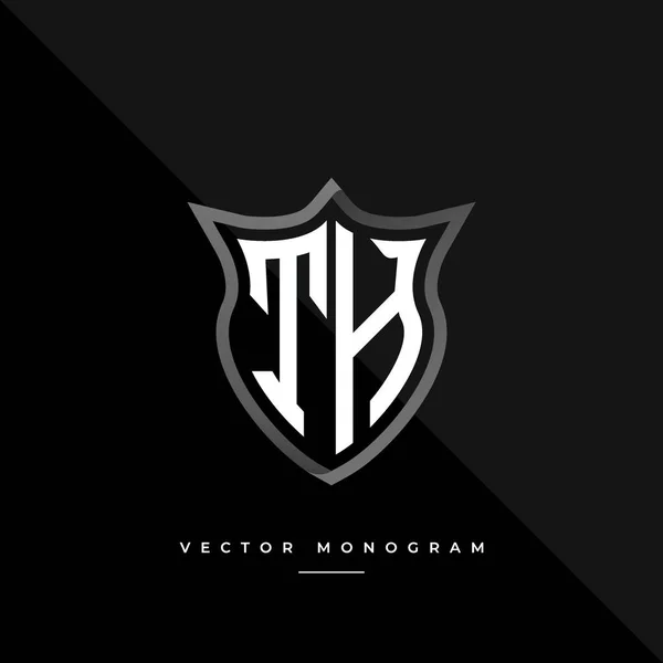 Letras Design Logotipo Escudo Prata Monograma Monograma Mínimo Isolado Sobre — Vetor de Stock