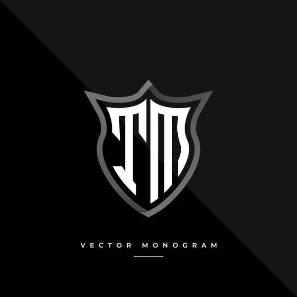 Letras Design Logotipo Escudo Prata Monograma Monograma Mínimo Isolado Sobre —  Vetores de Stock