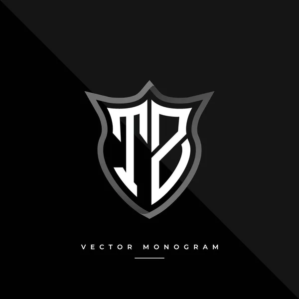 Písmena Logo Design Stříbrný Štít Monogram Minimální Monogram Izolovaný Tmavém — Stockový vektor