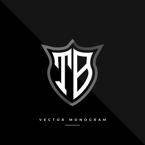 Letters Logo Design Silver Shield Monogram Minimal Monogram Isolated Dark — Stock Vector