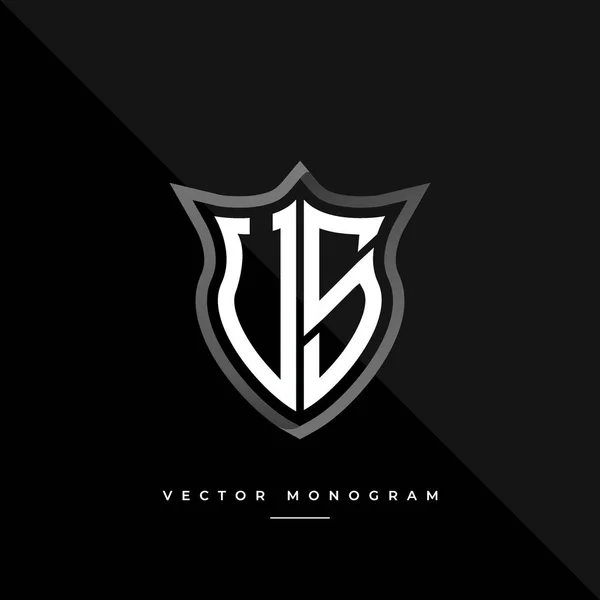 Letters Logo Ontwerp Zilveren Schild Monogram Minimaal Monogram Geïsoleerd Donkere — Stockvector