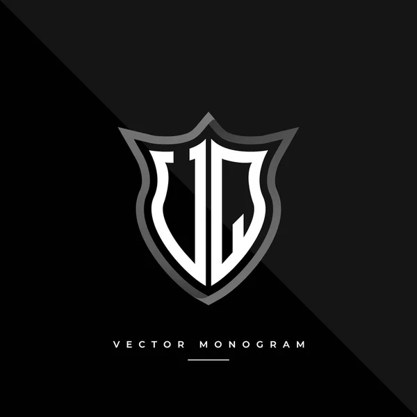 Letras Design Logotipo Escudo Prata Monograma Monograma Mínimo Isolado Sobre — Vetor de Stock