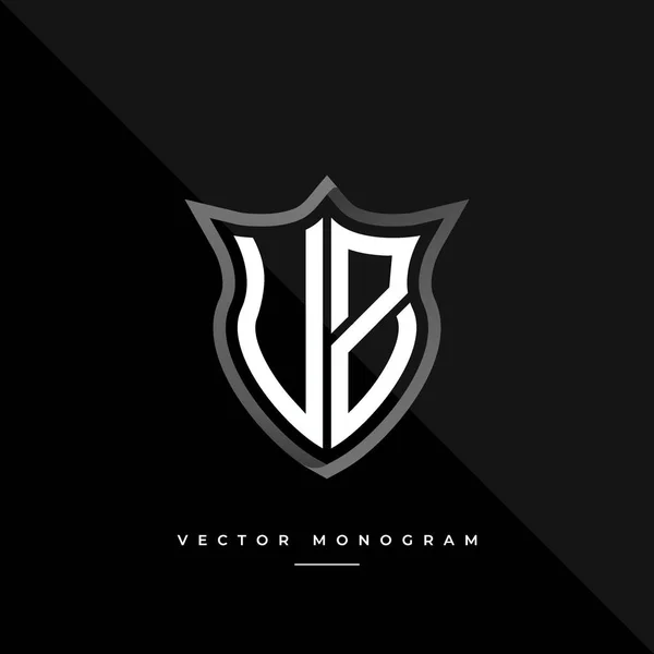 Letra Projeto Logotipo Escudo Prateado Monograma Monograma Mínimo Isolado Sobre — Vetor de Stock