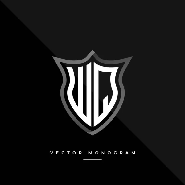 Carta Design Logotipo Escudo Prateado Monograma Monograma Mínimo Isolado Sobre — Vetor de Stock