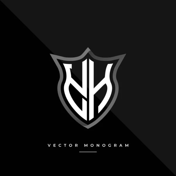 Letra Design Logotipo Escudo Prata Monograma Monograma Mínimo Isolado Sobre — Vetor de Stock