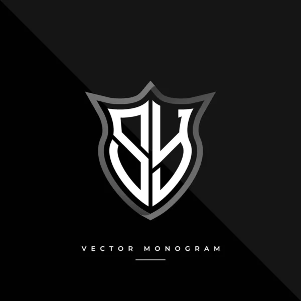 Litera Projekt Logo Srebrna Tarcza Monogram Minimalny Wyizolowany Ciemnym Tle — Wektor stockowy