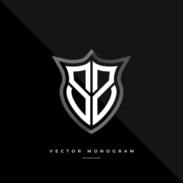 Letter Logo Ontwerp Zilveren Schild Monogram Minimaal Monogram Geïsoleerd Donkere — Stockvector