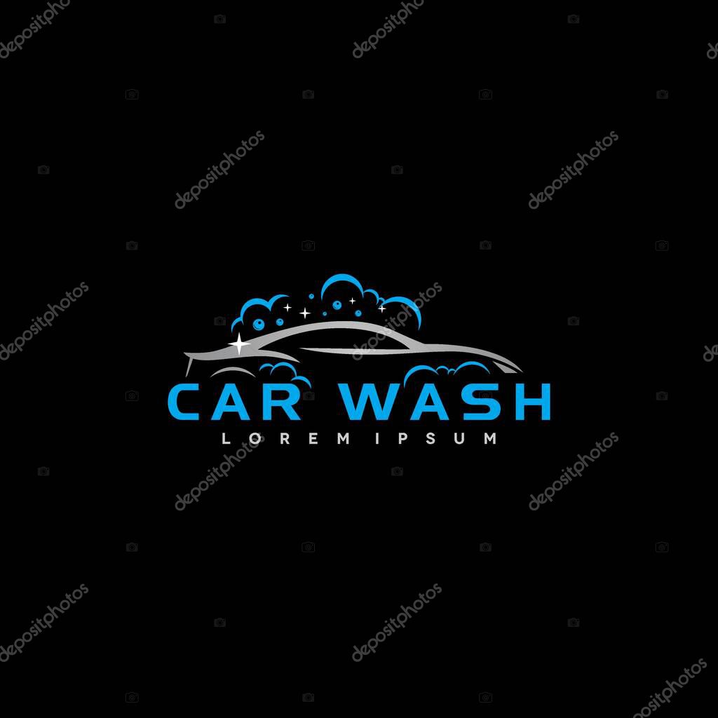 Car wash automobile - Silver sport vehicle silhouette icon design for cleaning service, station, showroom or corporate identity logo concept illustration