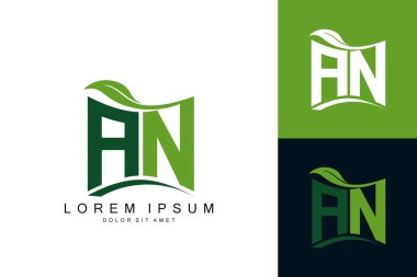 Yeşil yapraklı bir logo doğası organik biyo-eğimli şekil prim vektör tasarım şablonu