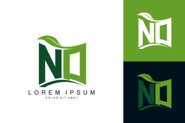 Yeşil yapraklı ND logosu organik biyolojik eğimli şekil prim vektör tasarım şablonu