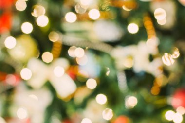 Soyut Bokeh Işıklı Noel arkaplanı. Bulanık odak noktası bokeh, Yeni yıl 2022