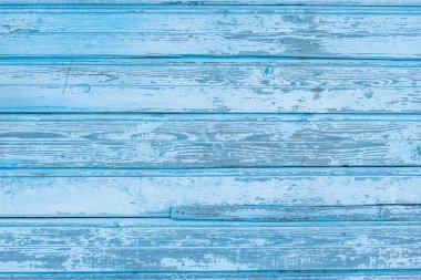 Eski boyanmış mavi panoların arka planı, soyulmuş boyalar, metin için alan, düzen