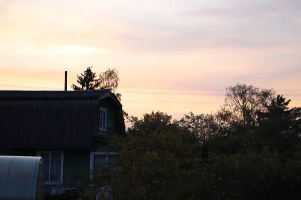 Aussicht Die Man Nur Aufs Land Bekommt Schöner Sonnenuntergang Vom — Stockfoto