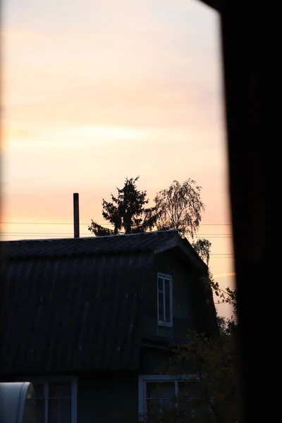 Uitzicht Kunt Alleen Het Platteland Prachtige Zonsondergang Uitzicht Vanaf Het — Stockfoto