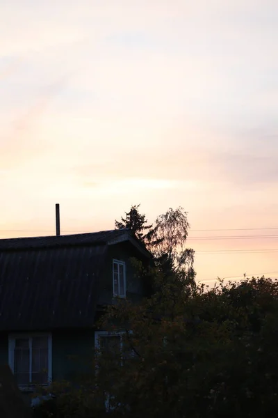 Pohled Můžete Získat Pouze Venkově Krásný Výhled Západ Slunce Střechy — Stock fotografie