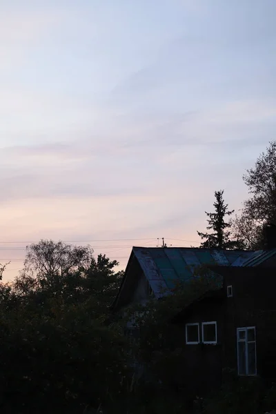 Aussicht Die Man Nur Aufs Land Bekommt Schöner Sonnenuntergang Vom — Stockfoto