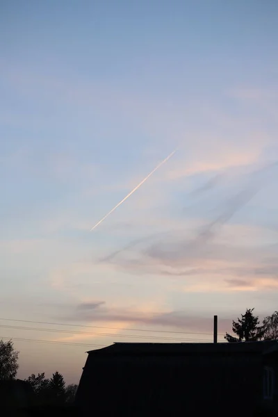 Aussicht Die Man Nur Aufs Land Bekommt Schöner Sonnenuntergang Vom — Stockfoto