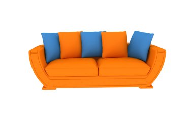 yalıtılmış turuncu kanepe