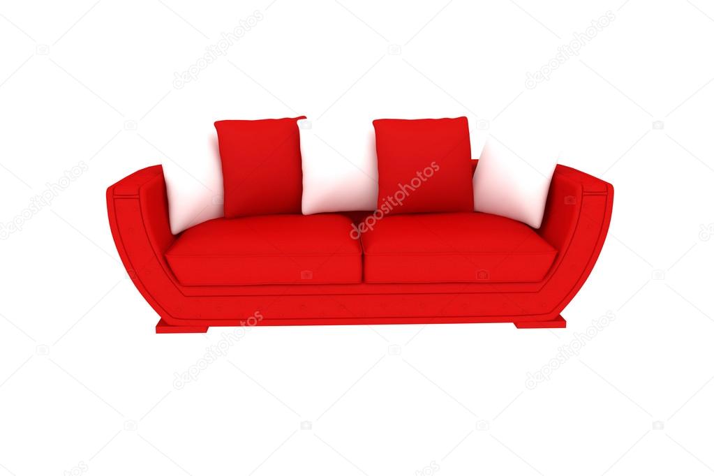 Isolated red white sofa