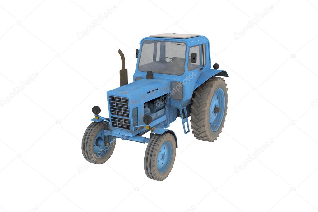 Blue isolated tractor
