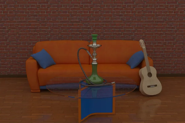 3D Render illustration  interior hookah — Stock Photo, Image