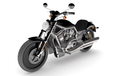 İzole siyah motosiklet