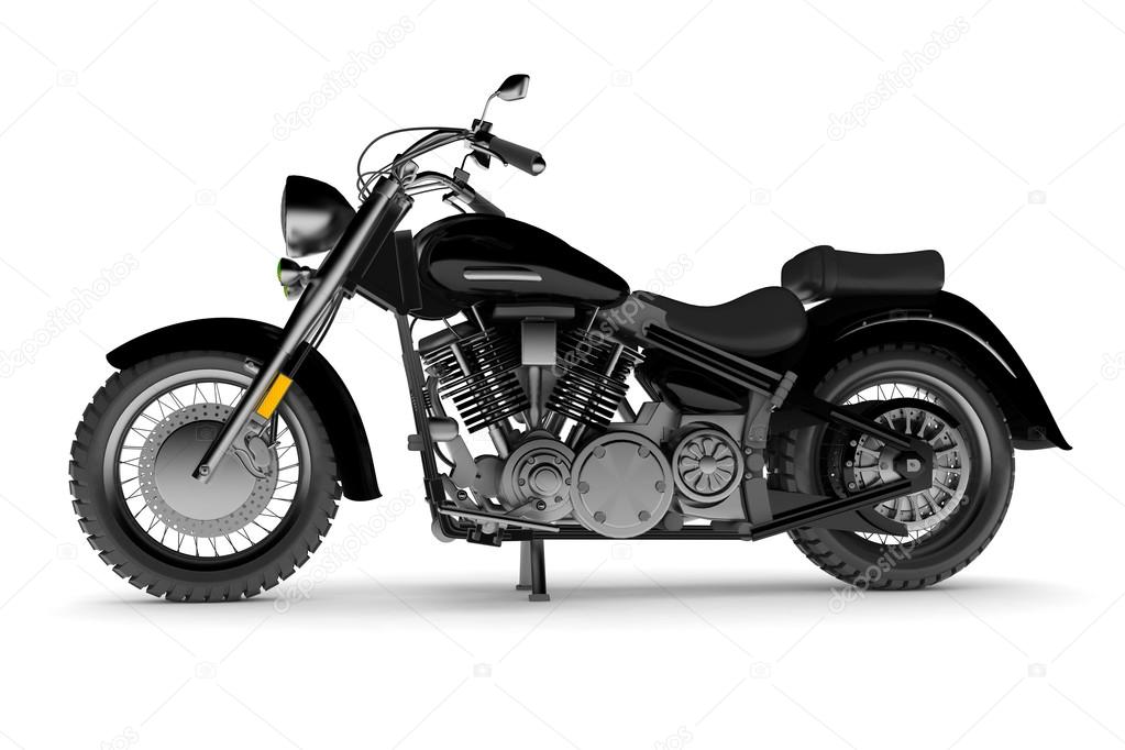 isolated black motorcycle