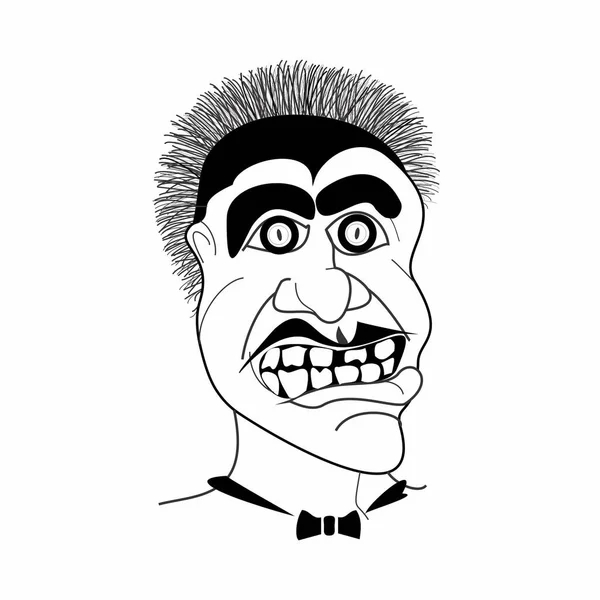 Karikatura Černobílá Grafika Groteskní Charakter Komické Kriminální Tvář — Stock fotografie