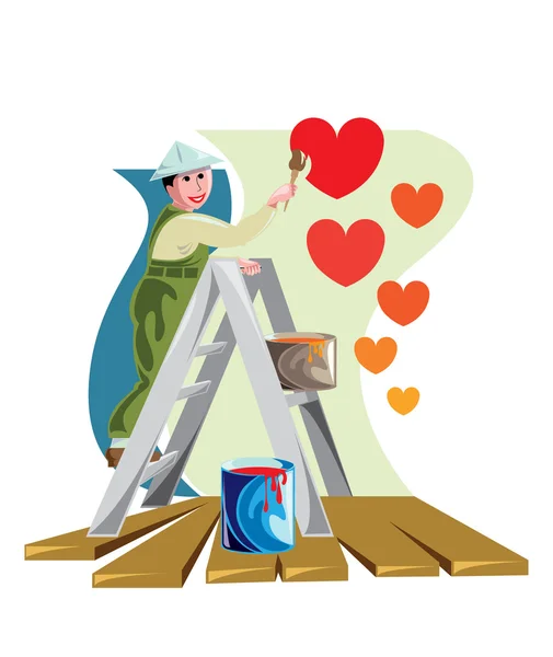 Painting a heart shape — Stock Vector