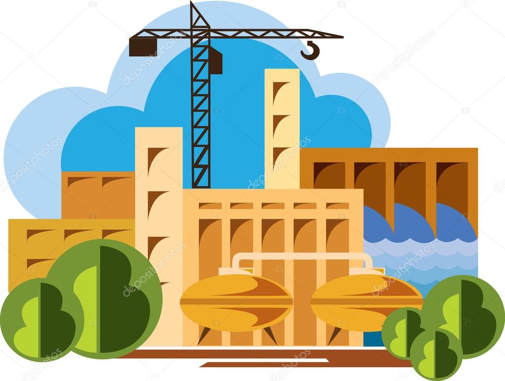 Industrial buildings pictograms - Illustration