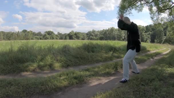 Kung fu combo slaat en schopt — Stockvideo