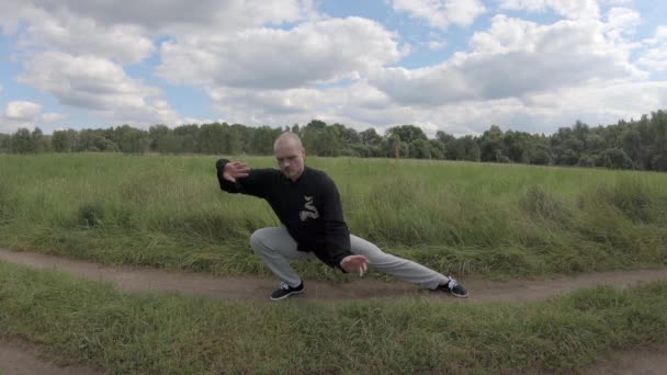 Traditionelle chinesische Qigong-Gymnastik — Stockvideo