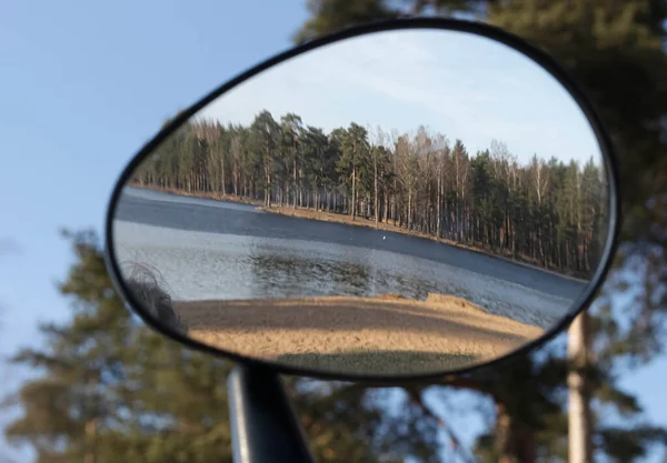 Reflection Landscape Bicycle Mirror — Stock Photo, Image