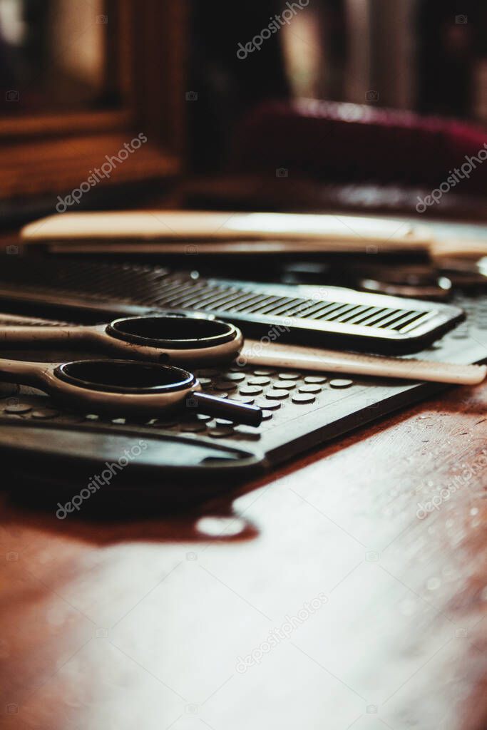 hairdressing scissors and combs