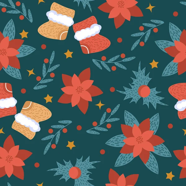 Frohe Weihnachten Und Ein Glückliches Neues Jahr Nahtlose Muster Hintergrund — Stockvektor