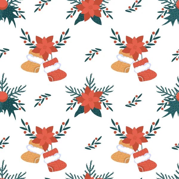 Winternahtlose Muster Mit Weihnachtsdekoration Für Oberflächengestaltung Tapeten Stoffe Packpapier Usw — Stockvektor