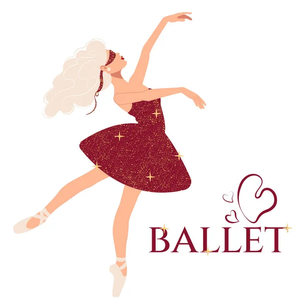 女芭蕾舞演员跳舞 适用于横幅 单张或网页 时尚平面矢量插图 — 图库矢量图片