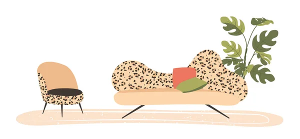 Set Aus Sofa Und Sessel Für Hause Leopardenmuster Luxus Wohnungsmöbel — Stockvektor