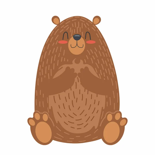 Cartoon Brown Bear Grizzly Illustration Kids Isolated Vector Illustration — Stock Vector