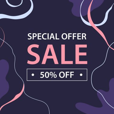 Büyük satış afişi, afiş ve kupon tasarımı. Düz vektör illüstrasyonu