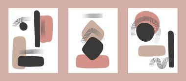 Soyut duvar sanatı vektör çizimi seti. Organik şekil. Poster, baskı, kapak, duvar kağıdı için element tasarımı.