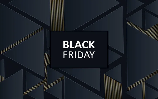 Luxury Banner Poster Golden Lines Dark Background Black Friday Sale — Stock Vector
