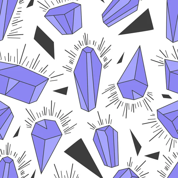 Cristales Mágicos Fragmentos Patrón Sin Costura Fondo Piedras Preciosas Místicas — Vector de stock
