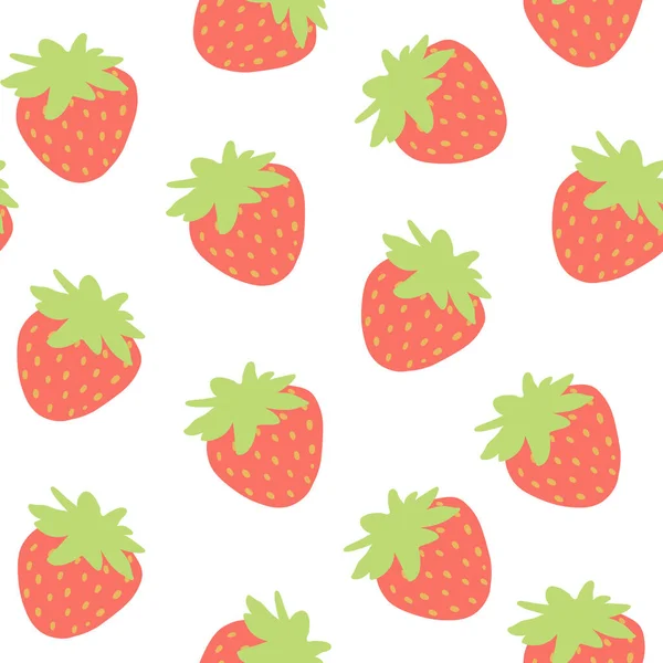 Strawberries Isolate Seamless Pattern Healthy Food Bright Juicy Berries Drawn — Stock Photo, Image