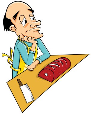 Müşteriler için bekleyen kasap