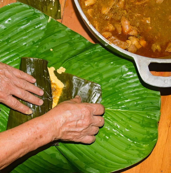 Preparation Typical Meal Latin America Whose Name Tamales Which Made Royalty Free Stock Photos