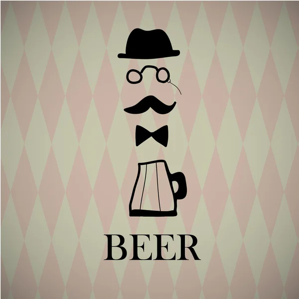 Bira endüstrisinin vektör Logo. Bira ile stilize adam. Stok Illüstrasyon