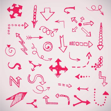 Elle çizilmiş basit oklar kümesi vektörde yapılan